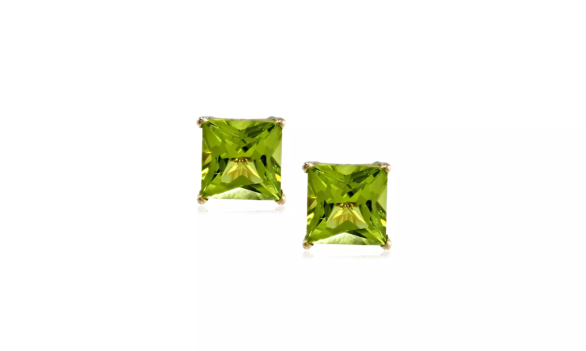 2.00 CTW Princess-cut Birthstone Studs in 14K Solid Gold by Jacmor - Primary Image