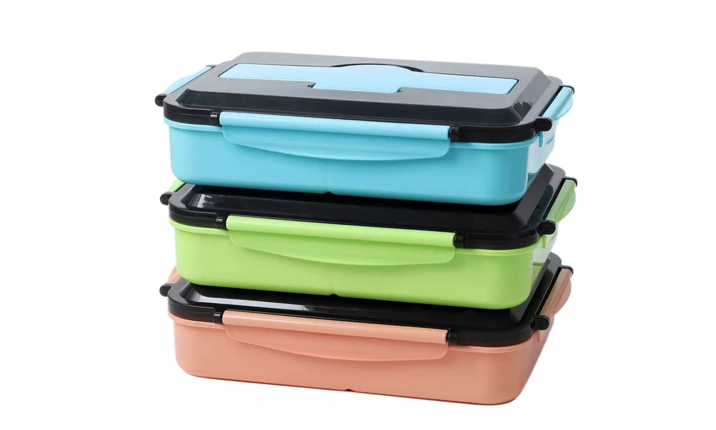 1400ML Microwave Bento Lunch Box Leak-Proof Food Containers With Spoon & Fork