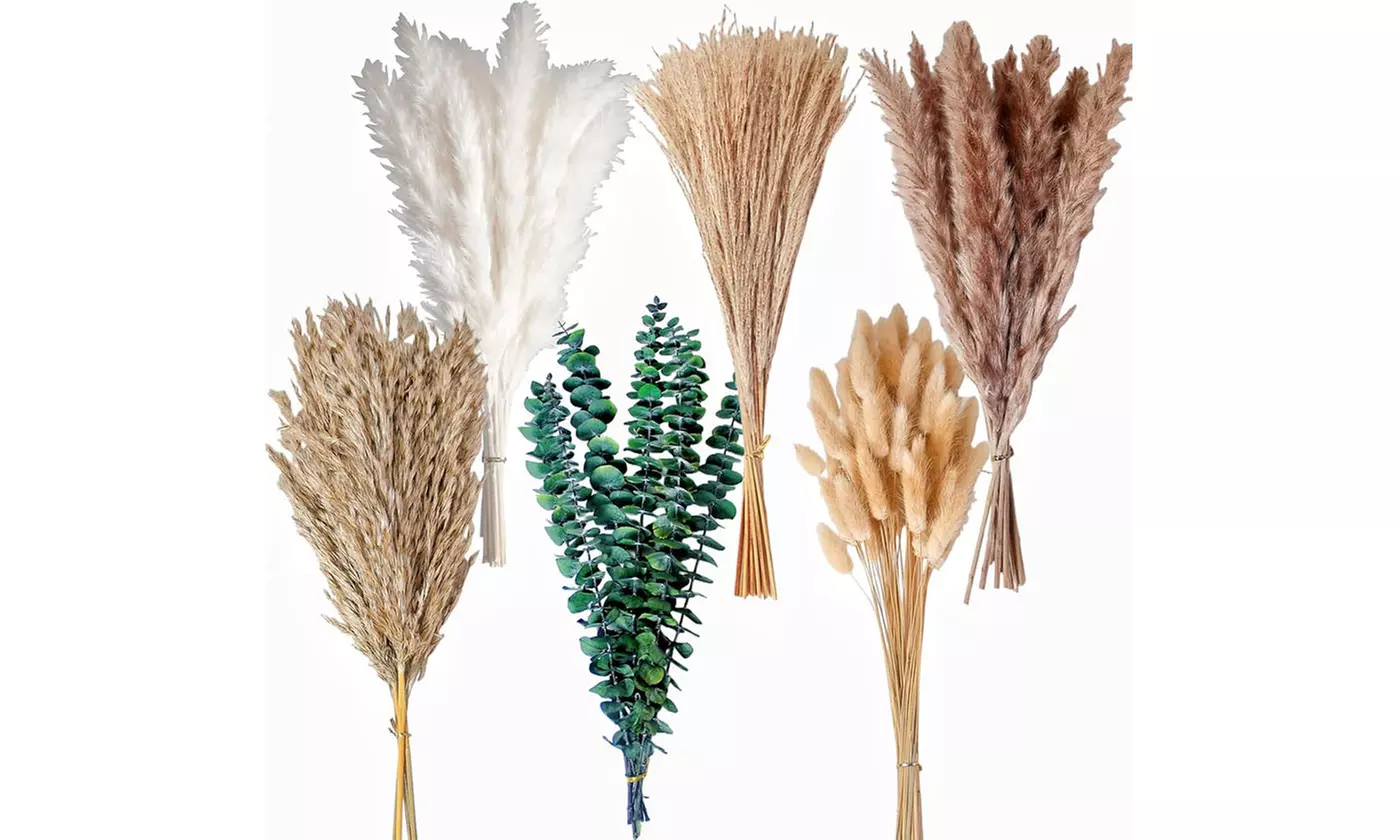 110 PCS Boho Naturally Dried Pampas Grass for Wedding, Party, Thanksgiving Décor