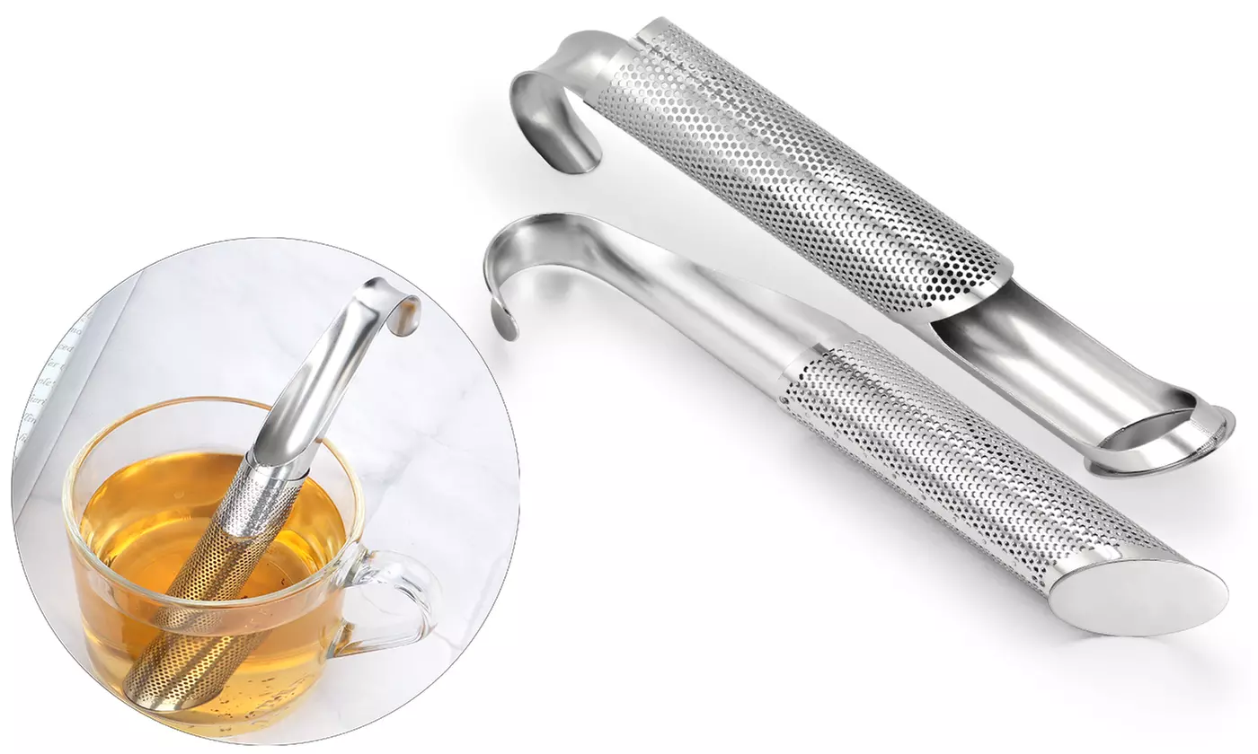 2Pcs Long-Handle Stainless Steel Tea Infuser Filter Stick Pipe Tea Strainer