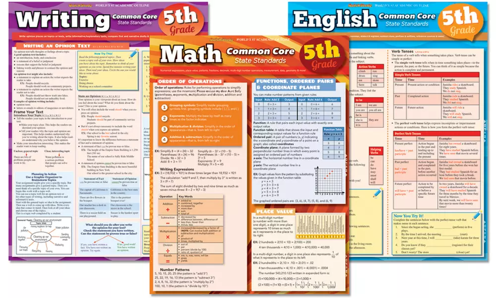 Common Core Laminated Study Guides - K thru 5th - Second Medium