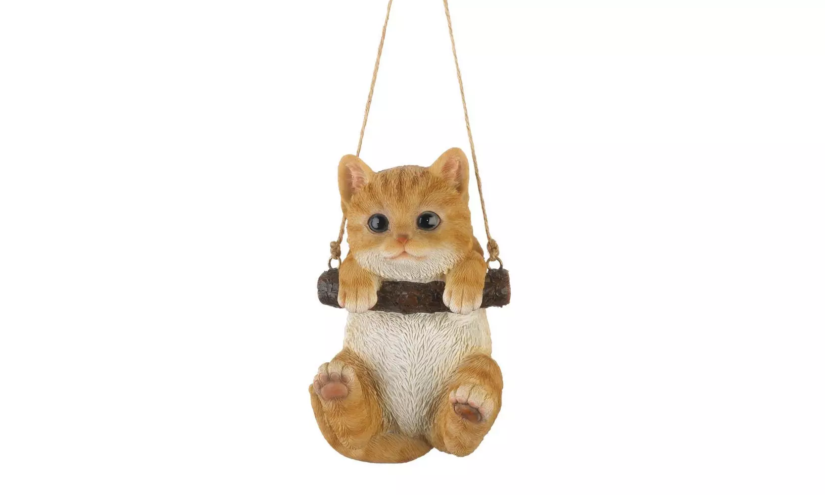 Sweet Little Kitty Cat Swinging Realistic Detailed Garden Kitten Statue - Second Medium