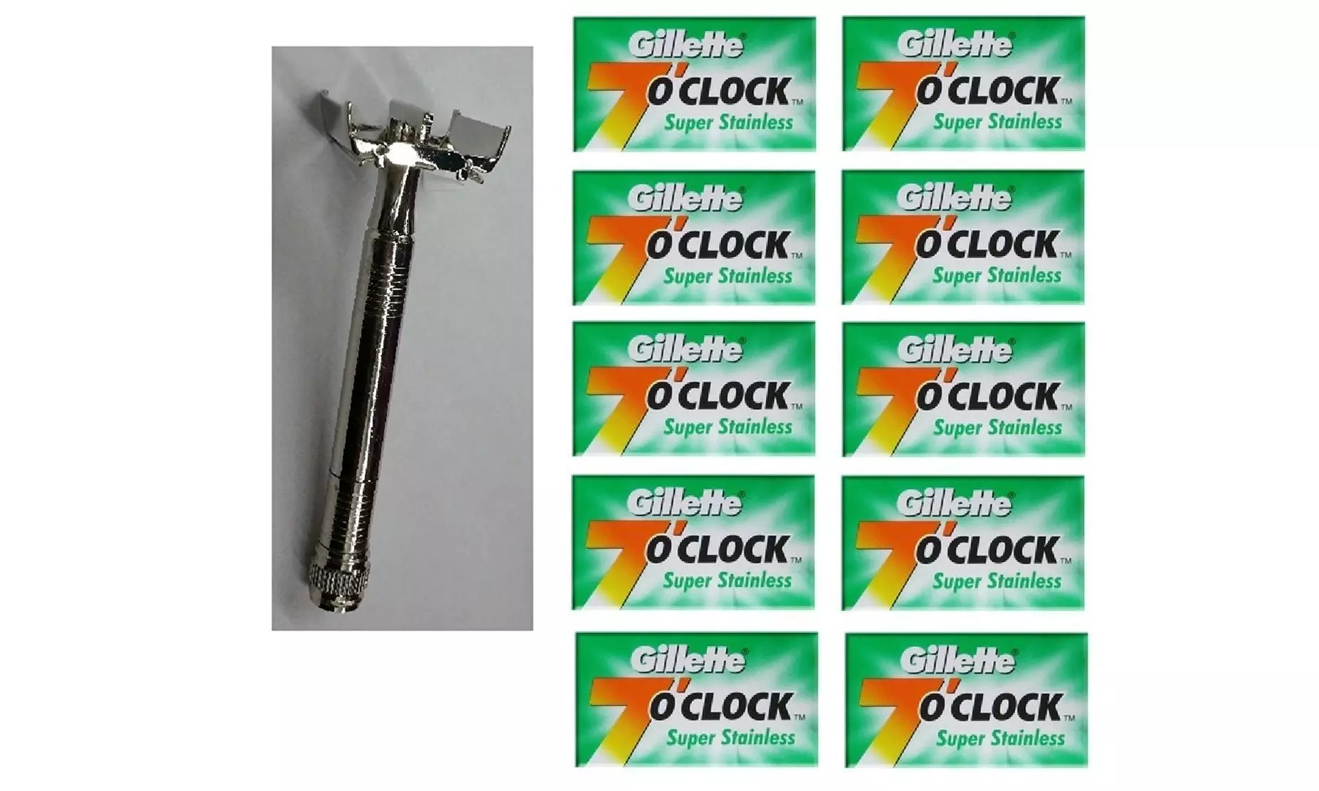 Double Edge Safety Razor   Gillette 7 O'Clock Permasharp Green Double Edge Blade - Primary Image