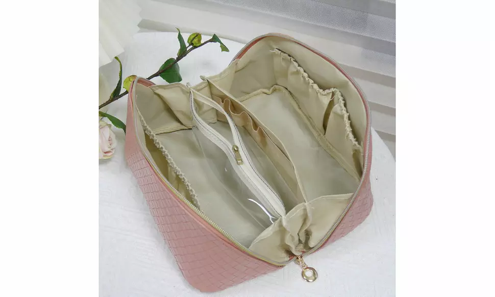 Large Capacity Lay Flat Makeup Bag Travel Cosmetic Bag Multifunctional Storage