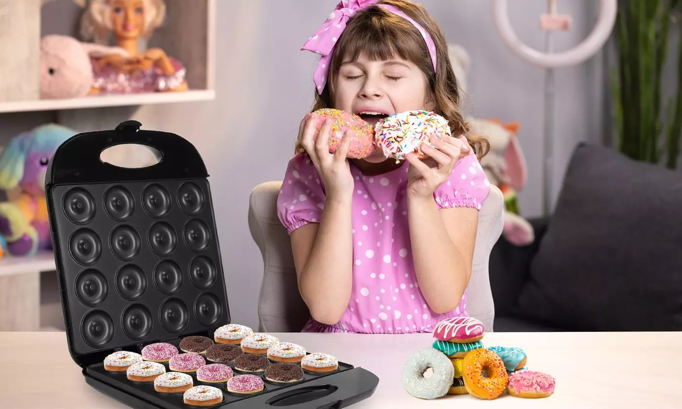 NewHome Mini Donut Maker 16-Holes Doughnut Machine for Quick Homemade Donuts