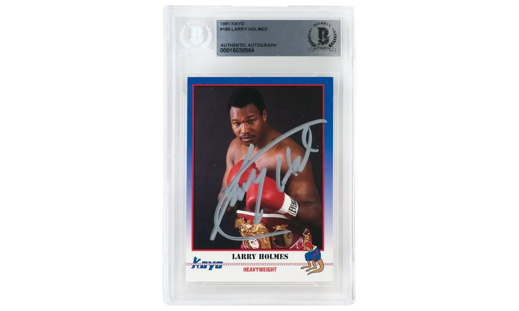 Larry Holmes Signed 1991 Kayo Boxing Trading Card #189 - (Beckett Encapsulated)