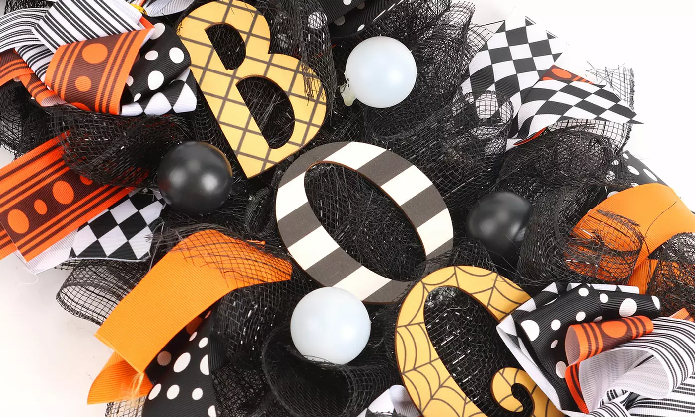 Halloween Wreath Boo Front Door Wreath Decor Porch Hanging Wall Ornament