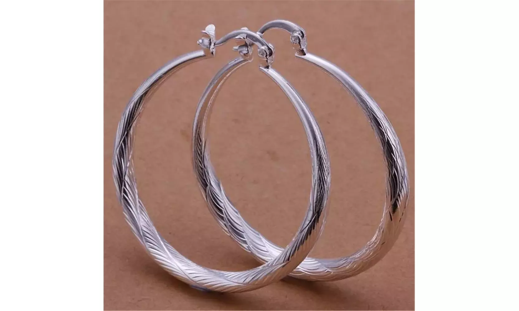 925 Sterling Silver Filigree Round Hoop Earrings