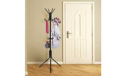 Metal Coat Rack with Hangers for Handbags and Umbrellas