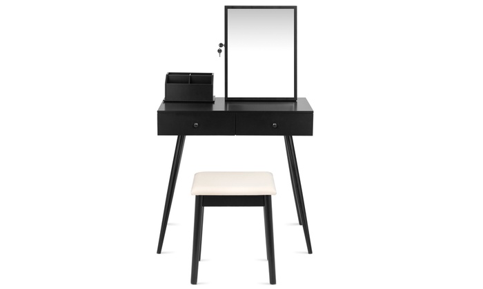 black mirrored dressing table
