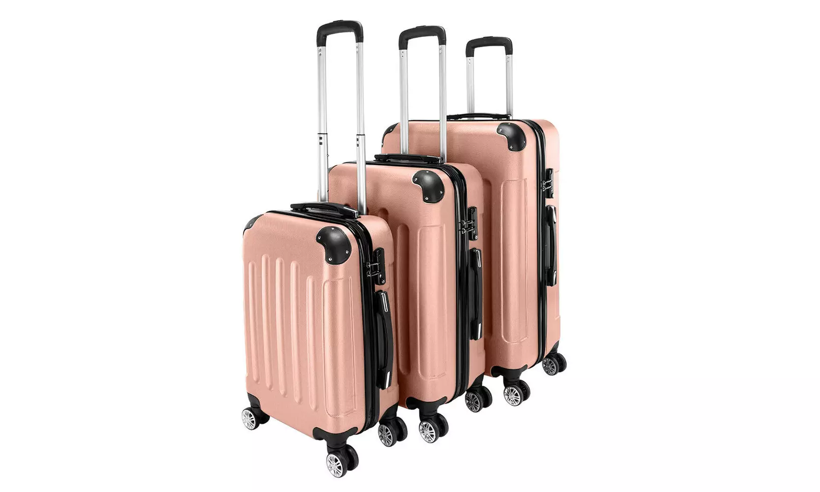 New Pink 3 Pieces Travel Luggage Set Bag ABS Trolley Carry On Suitcase TSA Lock - Primary Image