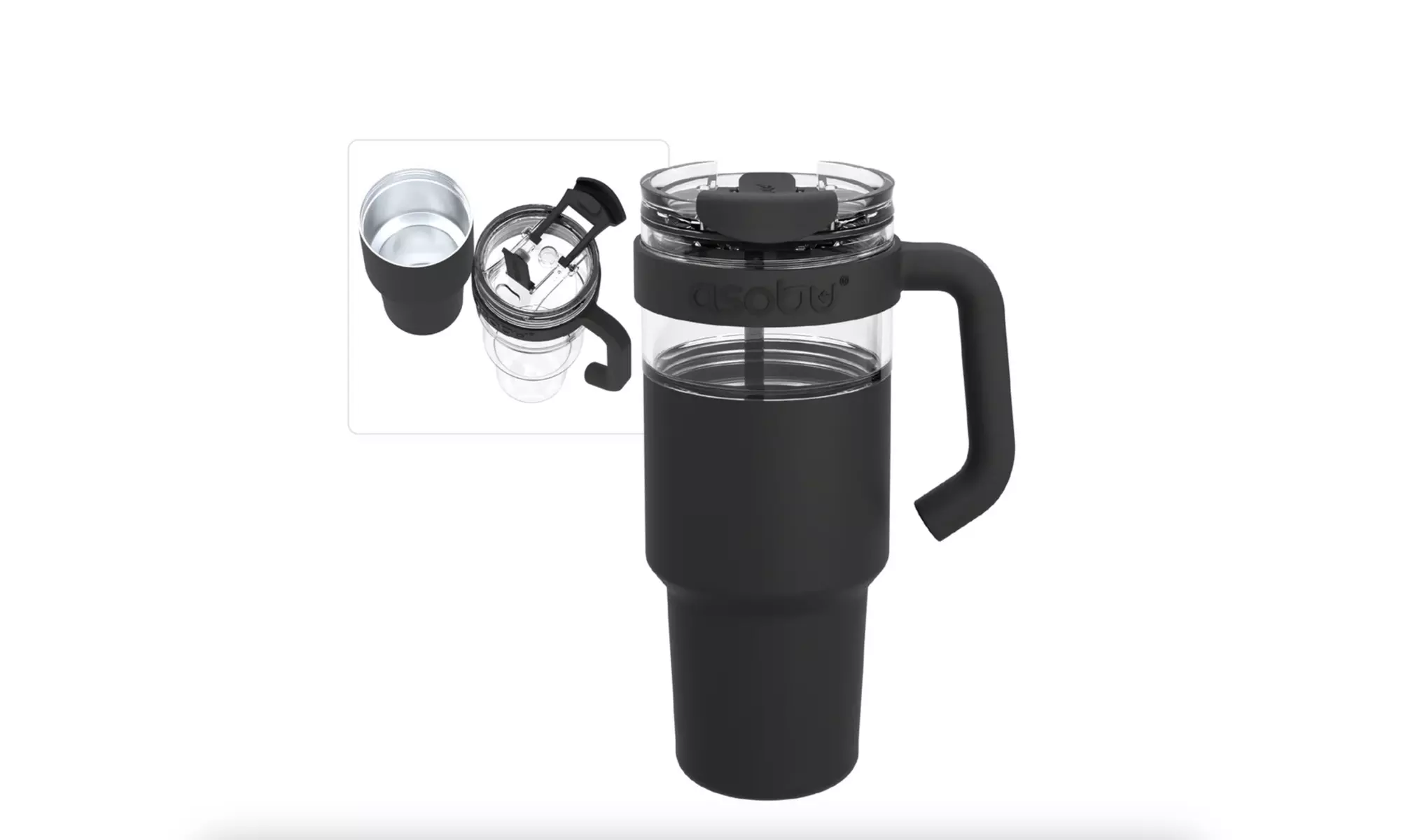 Asobu XL Explorer Tumbler Mug Stainless Steel Insulated Sleeve Over Tritan Mug