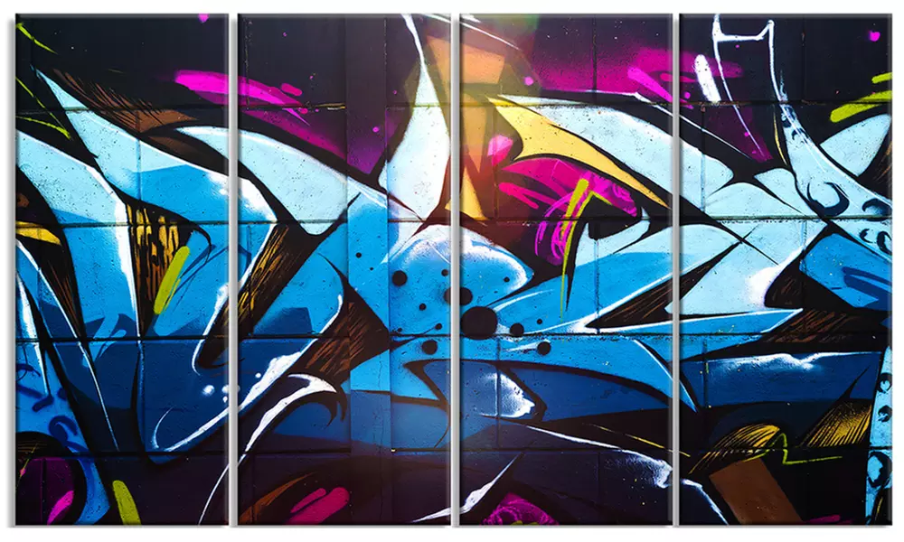Blue Purple Graffiti - Abstract Street Art Canvas Print - Primary Image