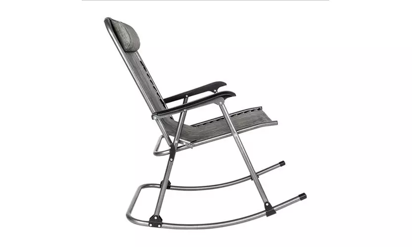 Patio Portable Reclining Folding Rocking Zero Gravity Chair, Grey - Primary Image