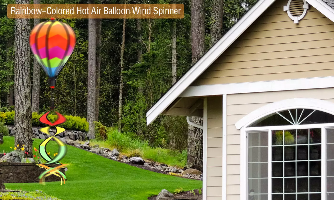 2pcs Hot Air Balloon Wind Spinner Rainbow Garden Windmill Hanging Decor