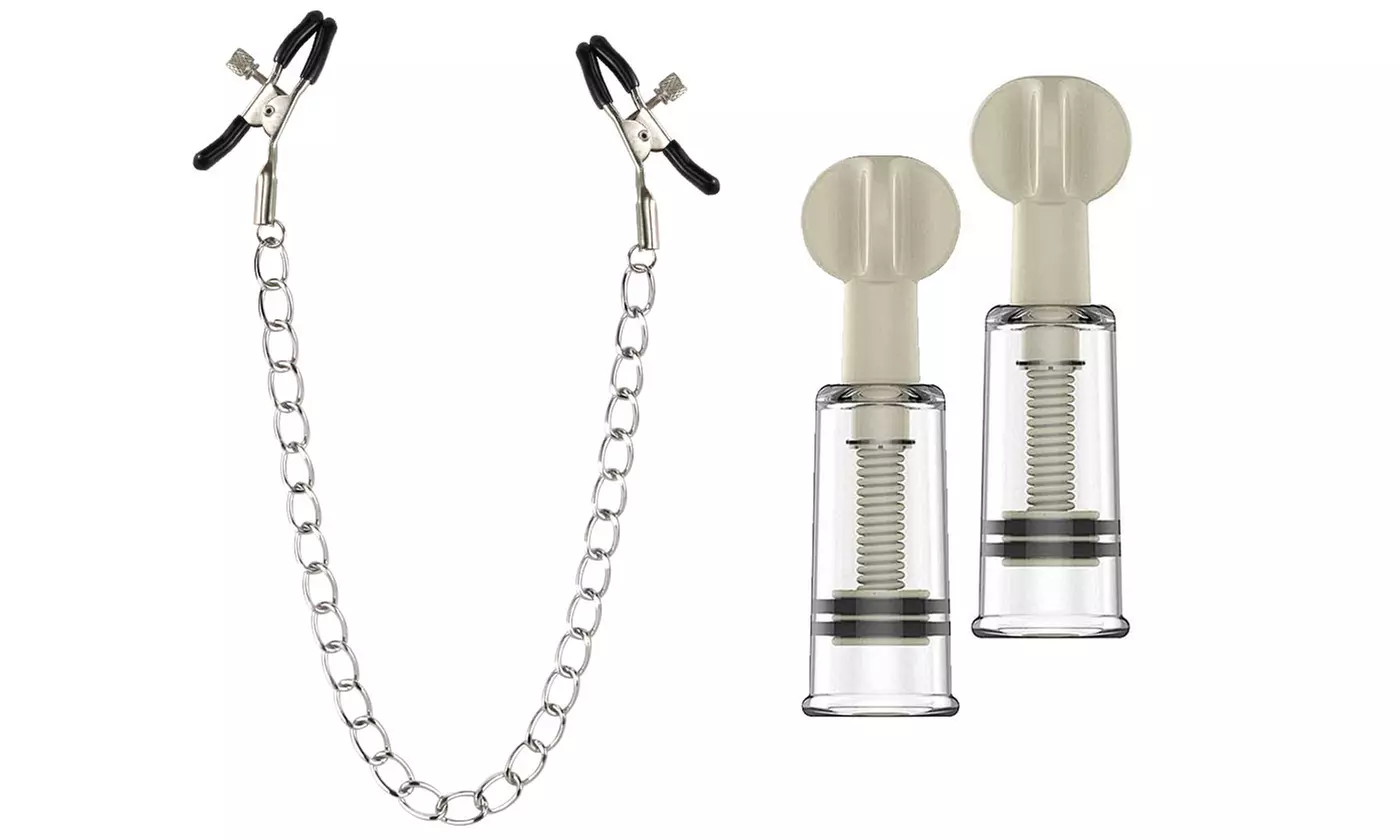 Nipple Clamps Set With Chain Clip Enhancer - Second Medium