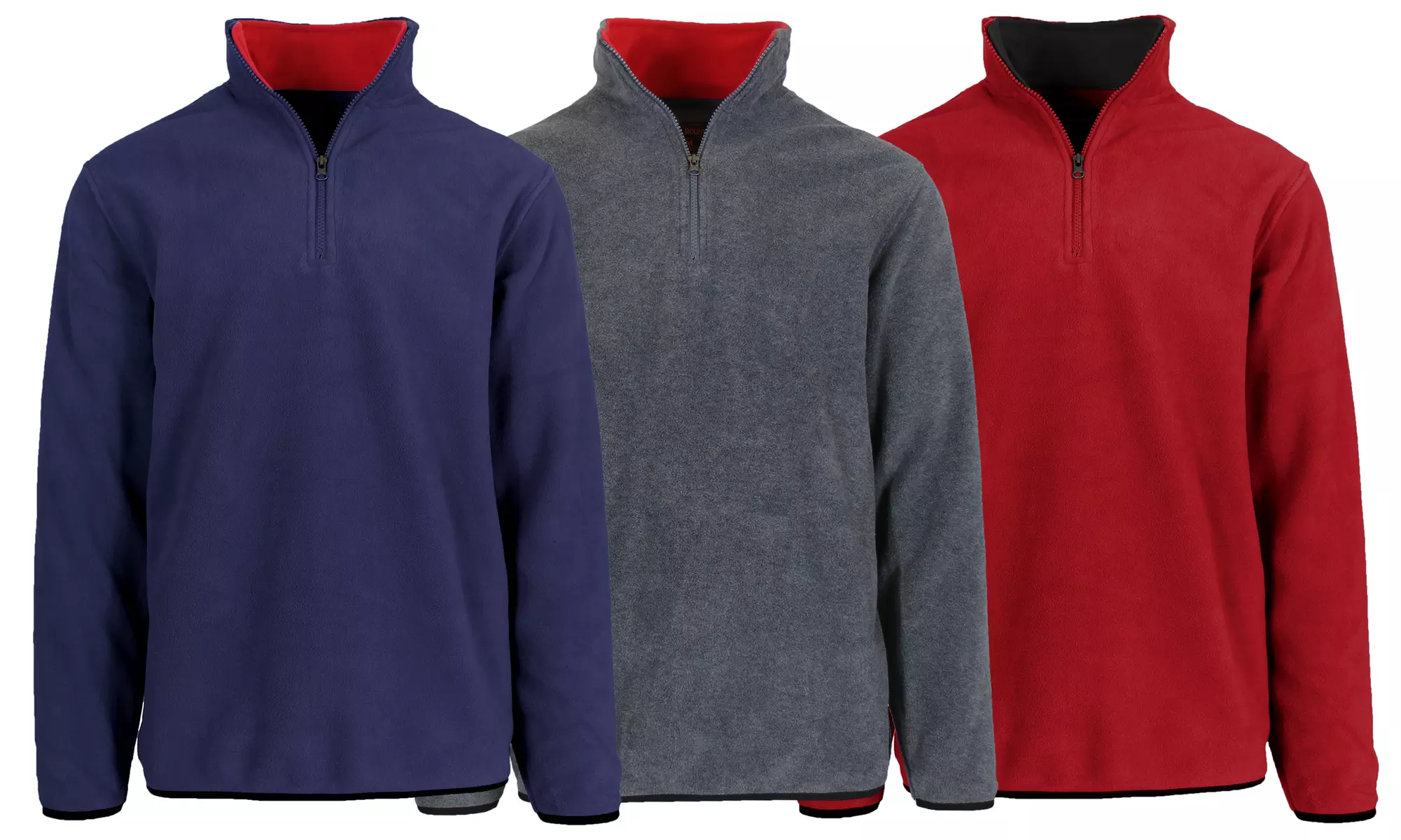 3-Pack Men's Polar Fleece Pullover Quarter Zip Sweater (Sizes, S-XL)