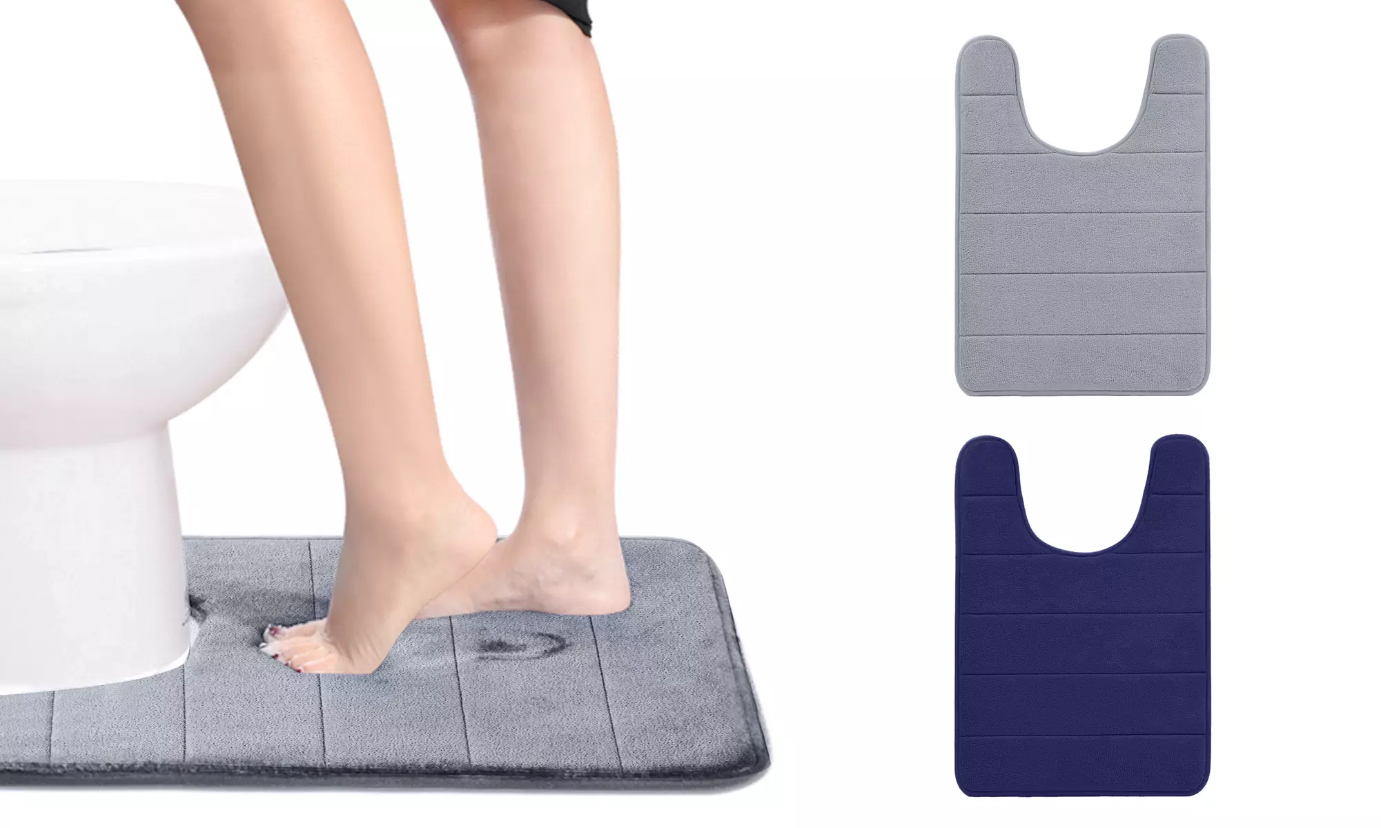 Luxury Toilet Bath Rug U-Shaped Memory Foam Contour Floor Mat for Bathroom - Primary Image