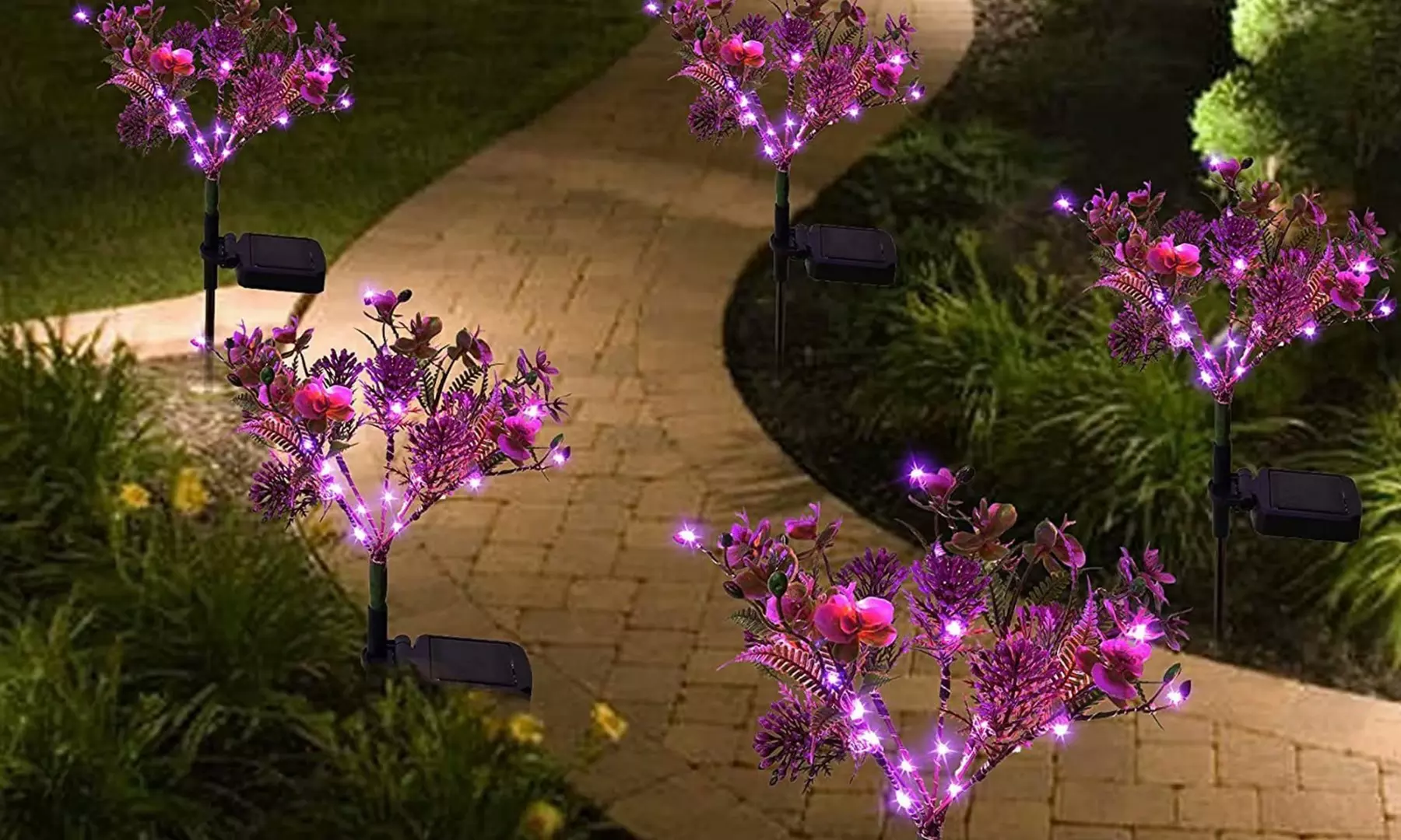 2 Pack Solar Lights Outdoor Solar Phalaenopsis Lights Garden Decorative Lights