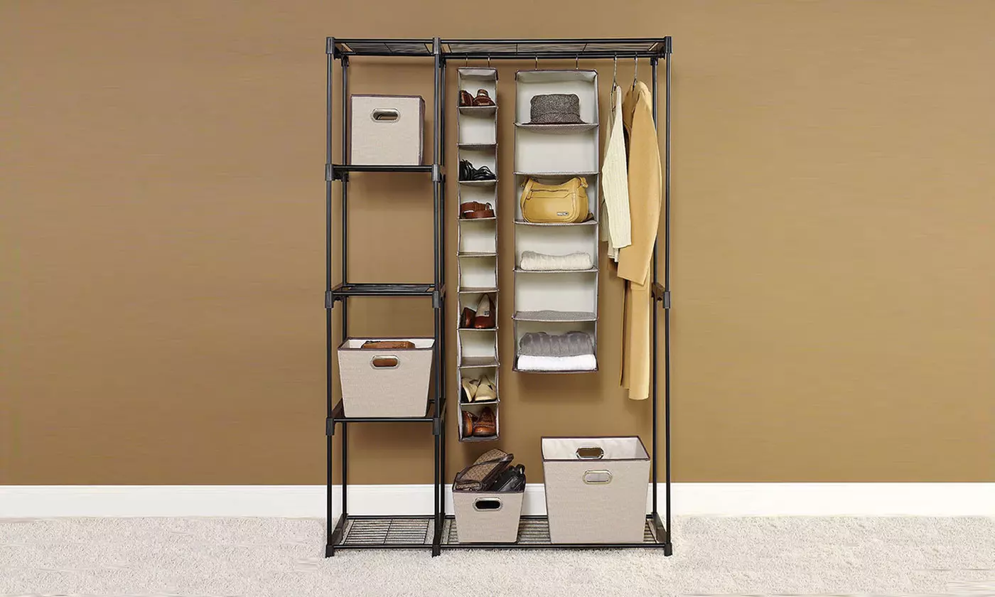 5 Tier Portable Storage Closet Organizer Wardrobe Clothes Rack 2 Colors  - Primary Image