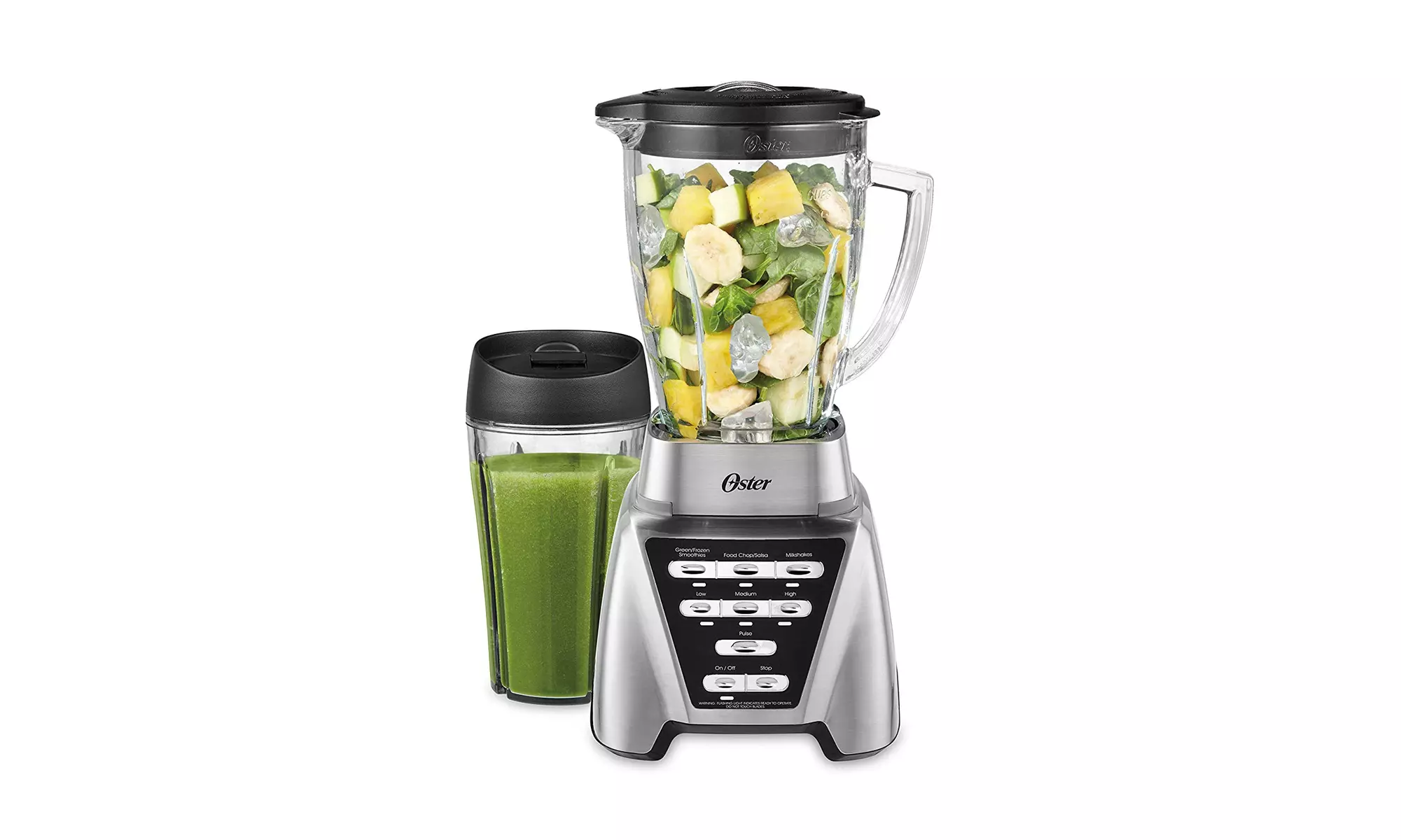 Oster Blender Pro 1200 with Glass Jar, 24-Ounce Smoothie Cup, Brushed Nickel  - Primary Image