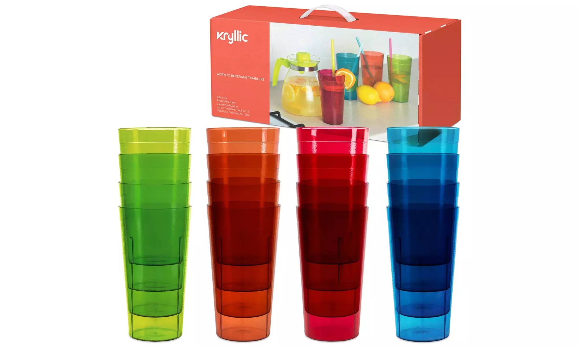 Plastic Cups Break Resistant 20 oz Dishwasher Safe BPA Free - Primary Image