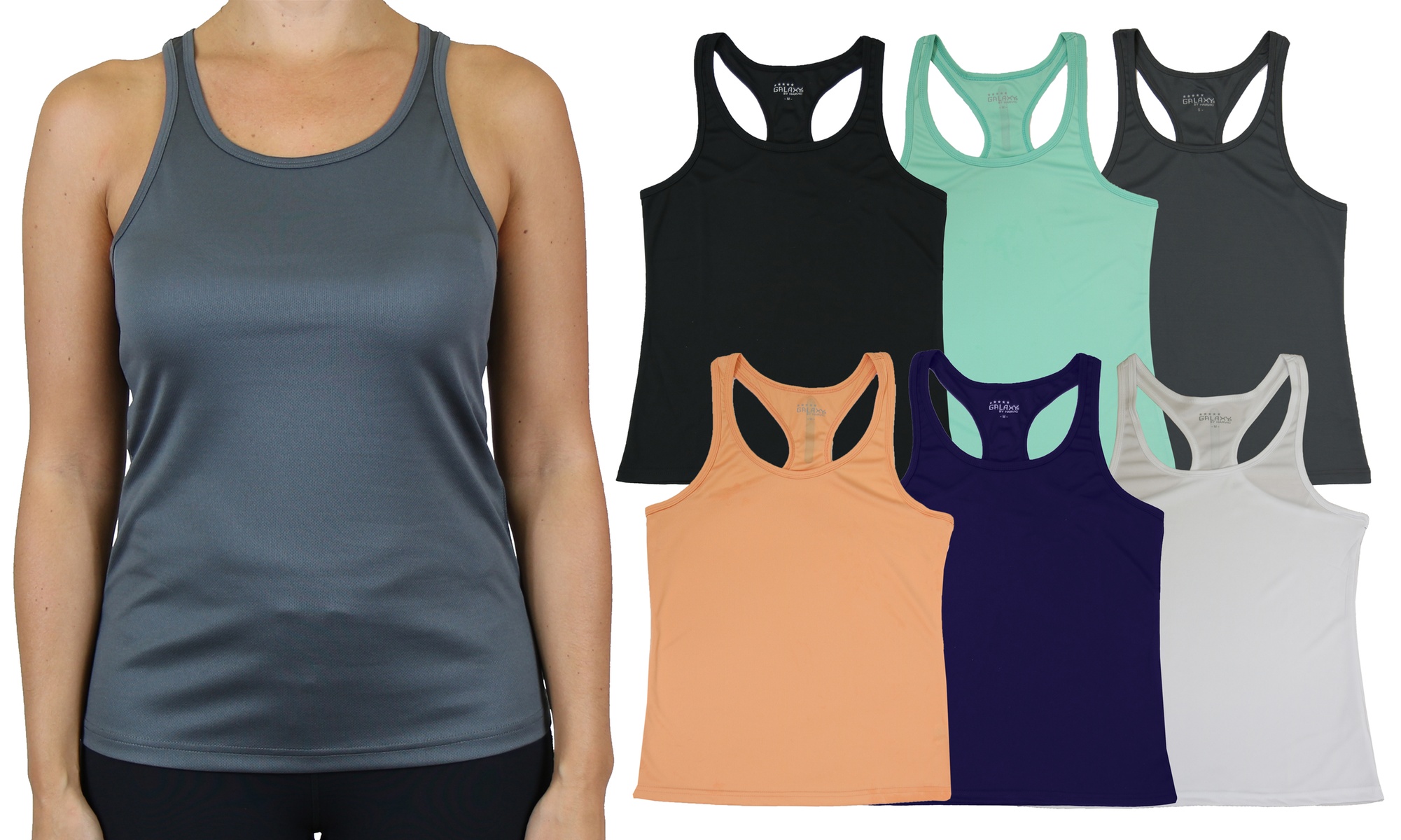 5-Pack Galaxy By Harvic Women's Moisture-Wicking Racerback Tanks
