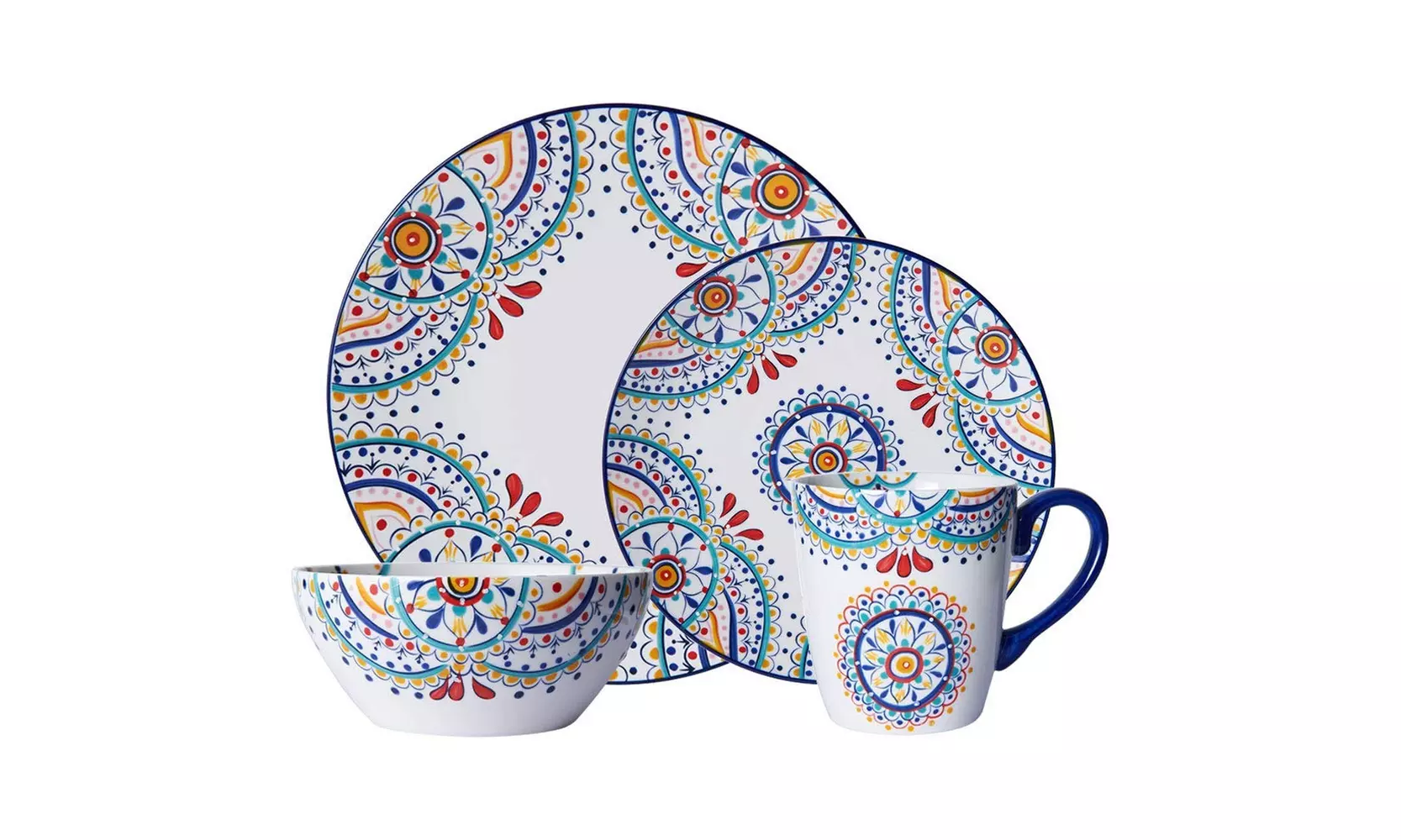 Pfaltzgraff 5229621 Delano 16-Piece Porcelain Dinnerware Set, Multi-Color - Primary Image