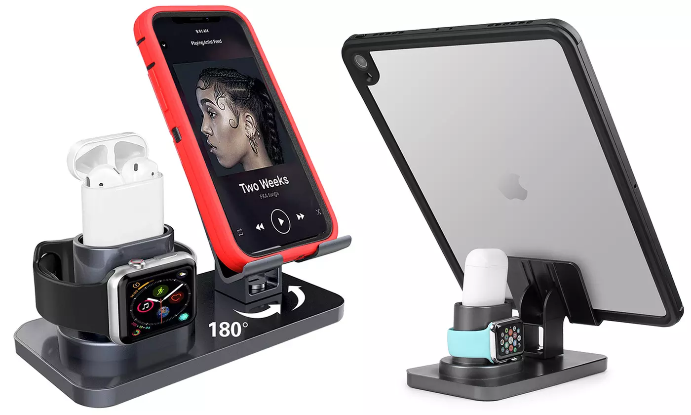 For Apple Watch AirPods/iPhone 11/iPad 3 in 1 Charging Dock Station Holder Stand - Primary Image