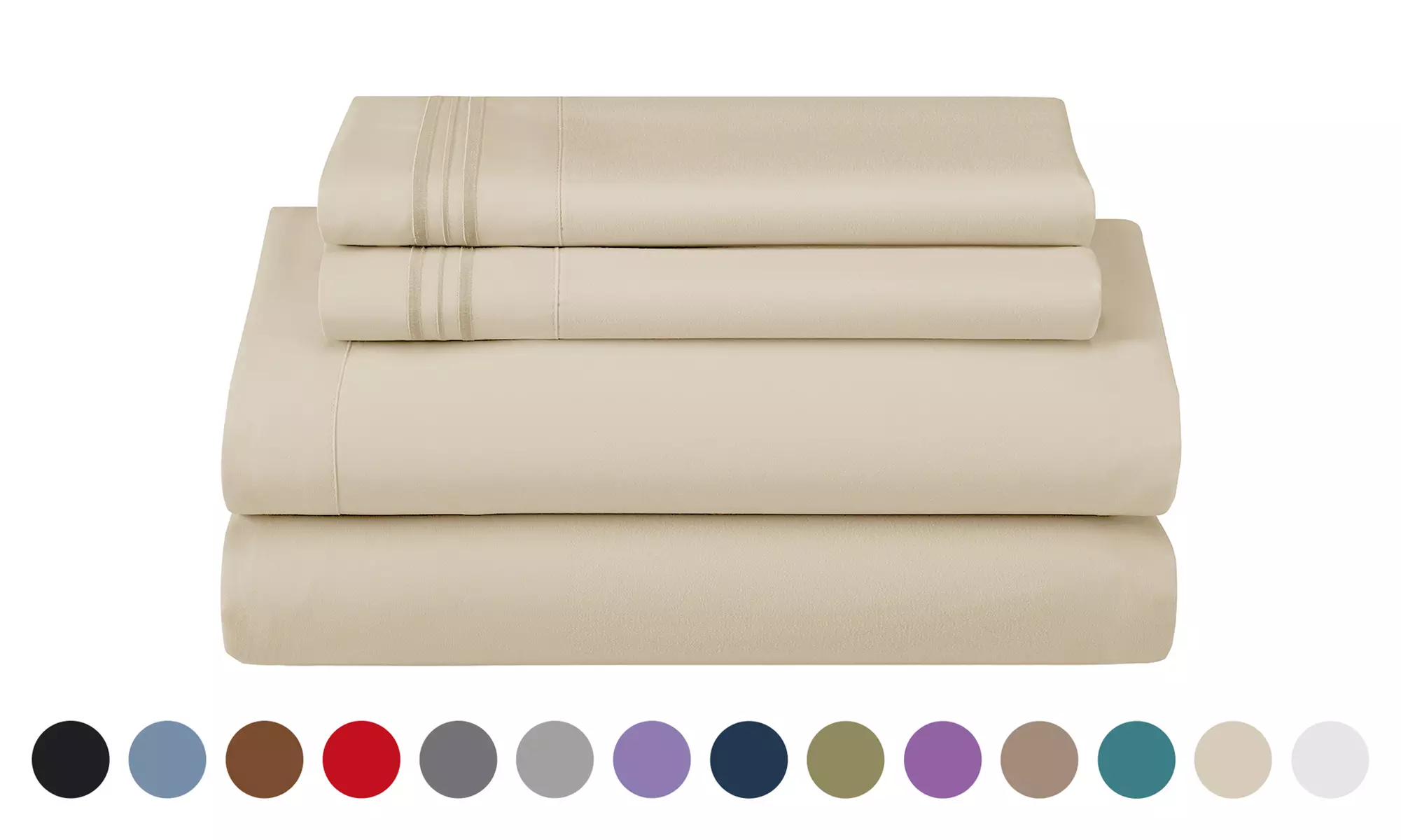 Lux Decor 4Pc Deep Pocket Sheet Set With Embroidered Pillowcases & Giftable Bag