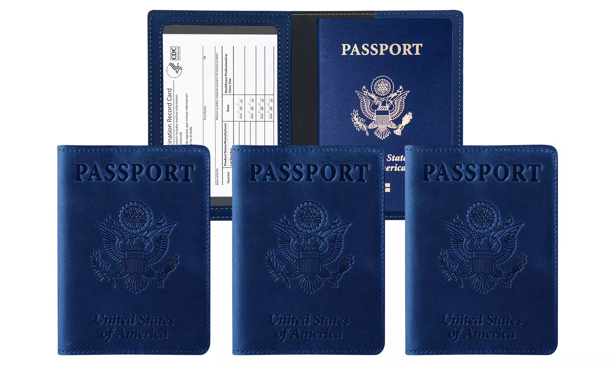 3:Pack RFID Multi-function Passport Holder with CDC Vaccination Card Slot 