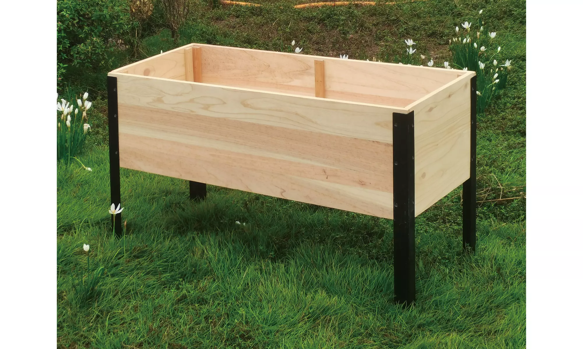 Wooden Elevated Garden Bed with Steel Legs - 35.5"W x 15.5"D x 22"H - Primary Image