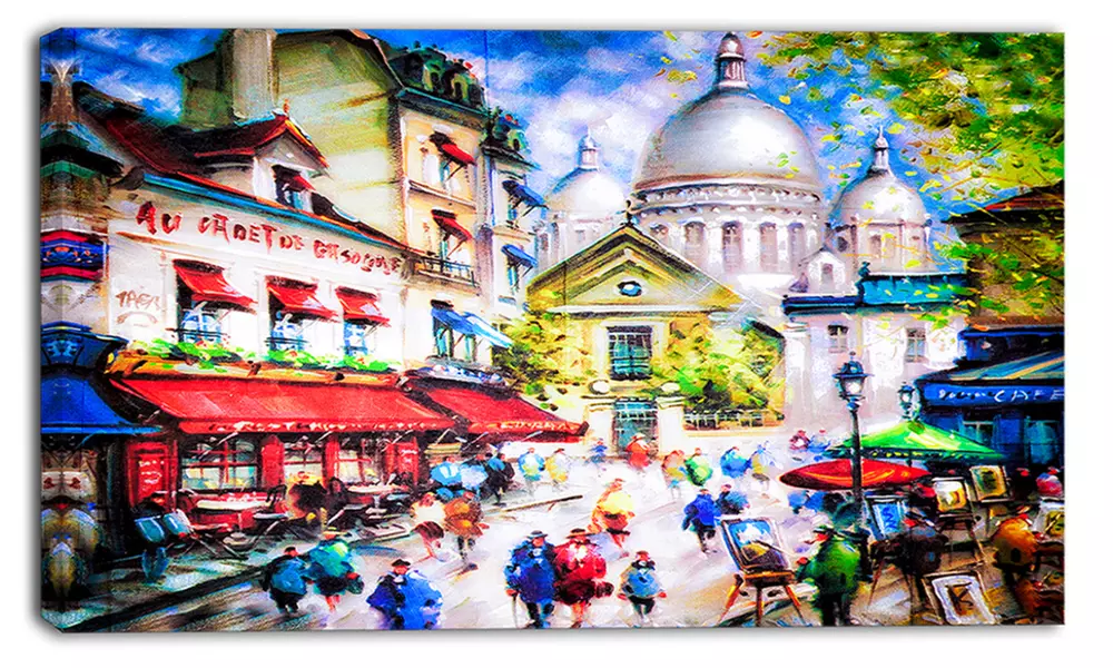 Sacre Coeur and Montmartre - Cityscape Canvas Print - Primary Image
