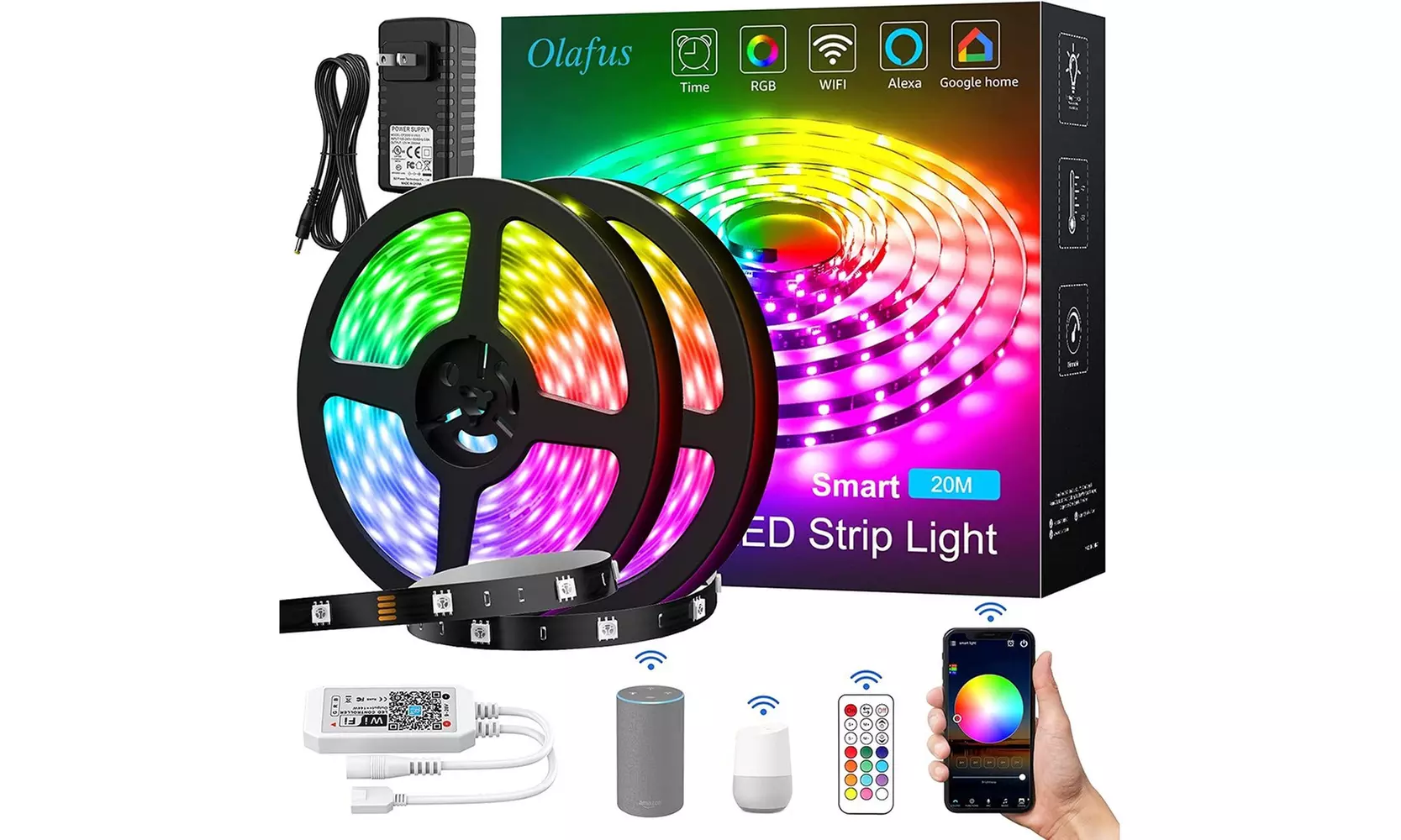 OLAFUS WiFi Smart LED Strip Lights with 44 Mode Remote - Primary Image