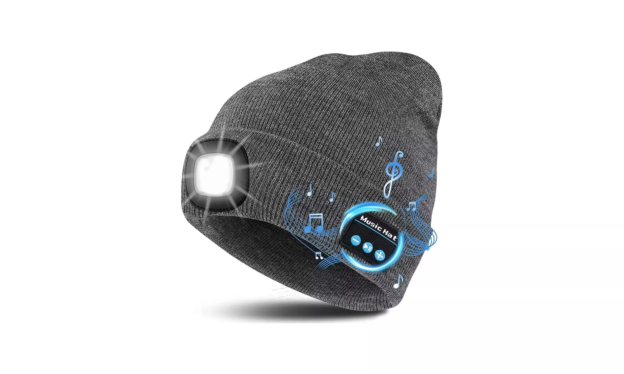 Bluetooth LED Beanie Hats with Light Bluetooth Headlamp Cap Gift for Christmas