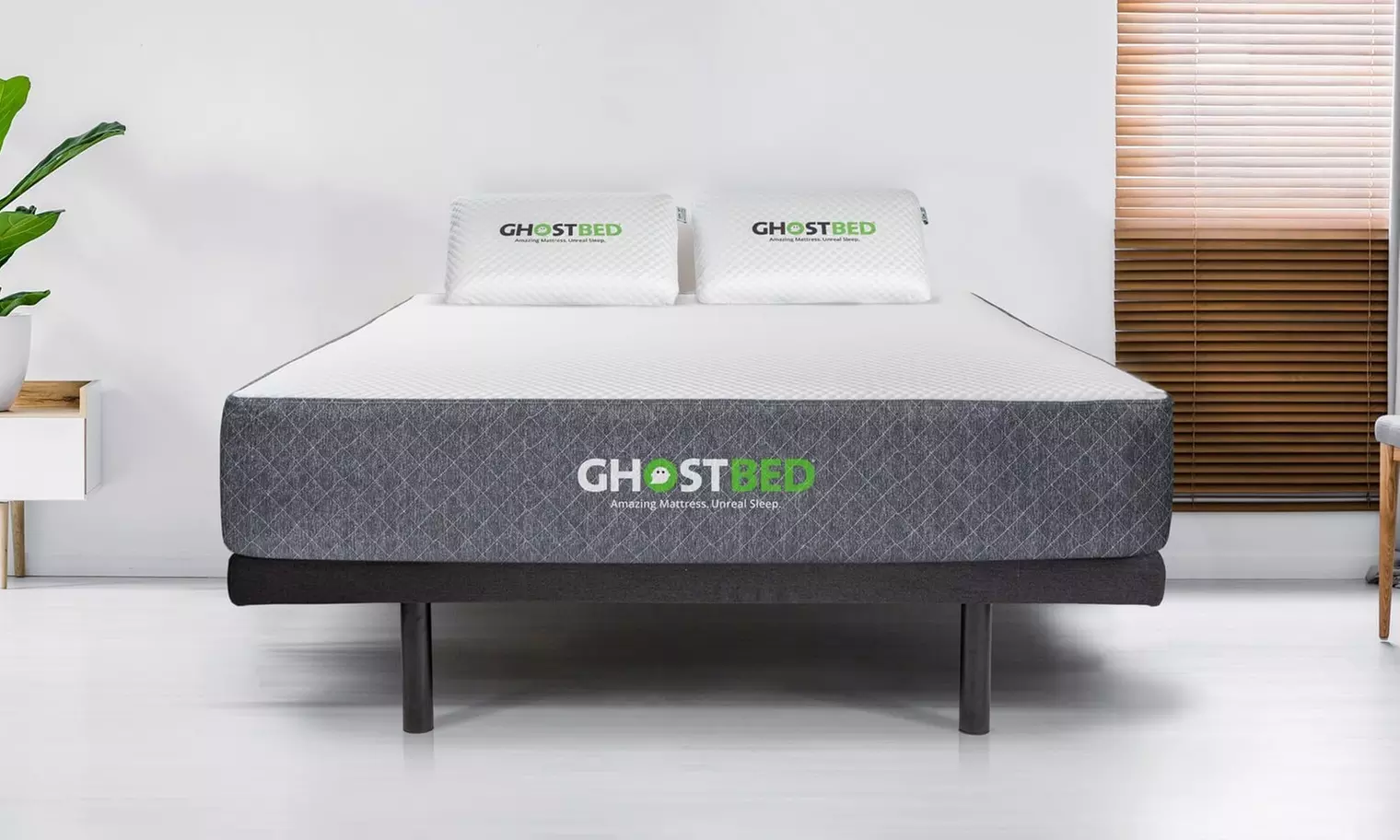 GhostBed Classic 11'' Memory Foam Mattress Bundle with 2 Memory Foam Pillows - Second Medium