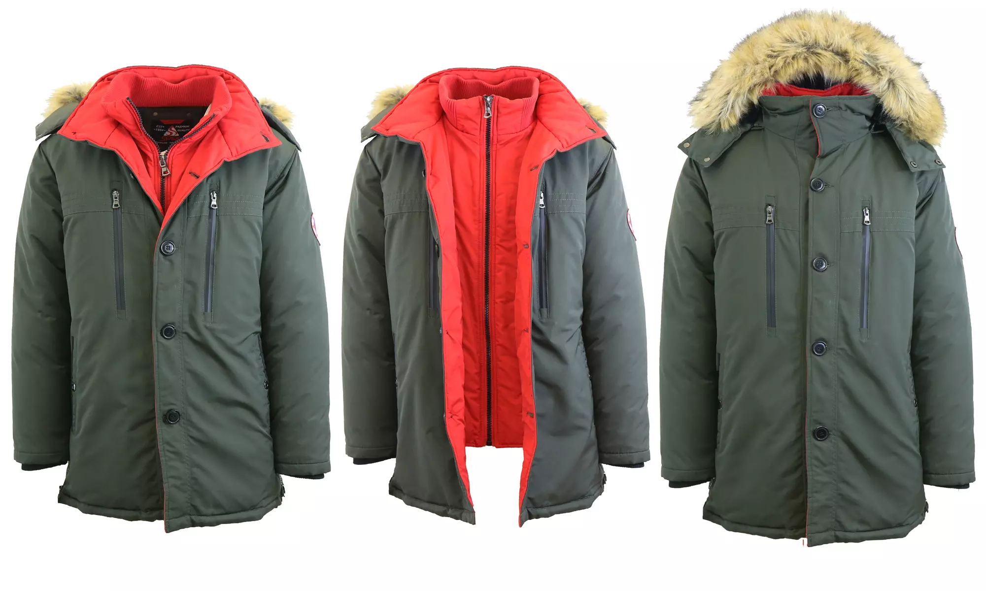 Spire By Galaxy Men's Heavyweight Parka Jacket with Detachable Hood (S-2XL)