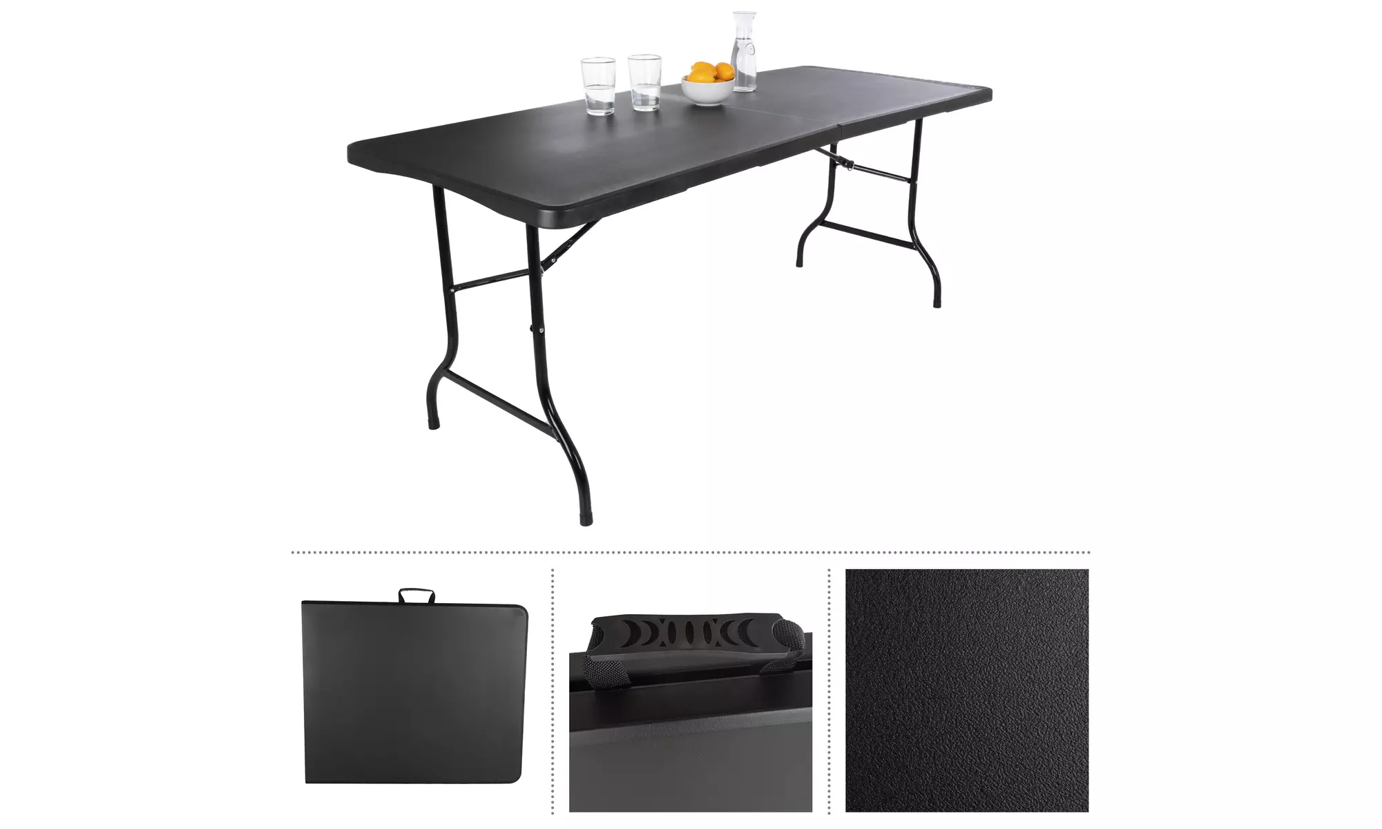 6ft Lightweight Folding Table for Camping, Playing Cards, and Crafting (Black) - Second Medium