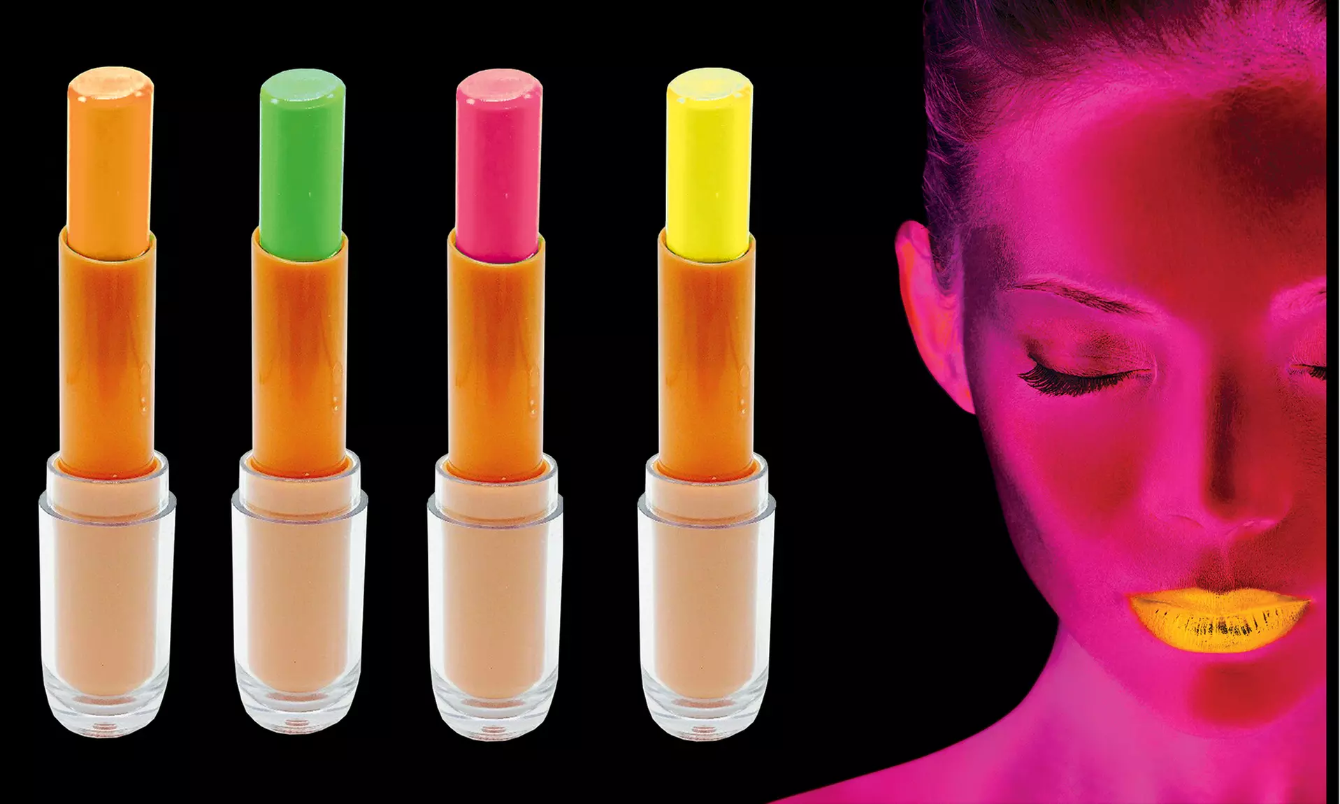 Bright Fluorescent Blacklight Neon UV Glow Lipstick - Primary Image