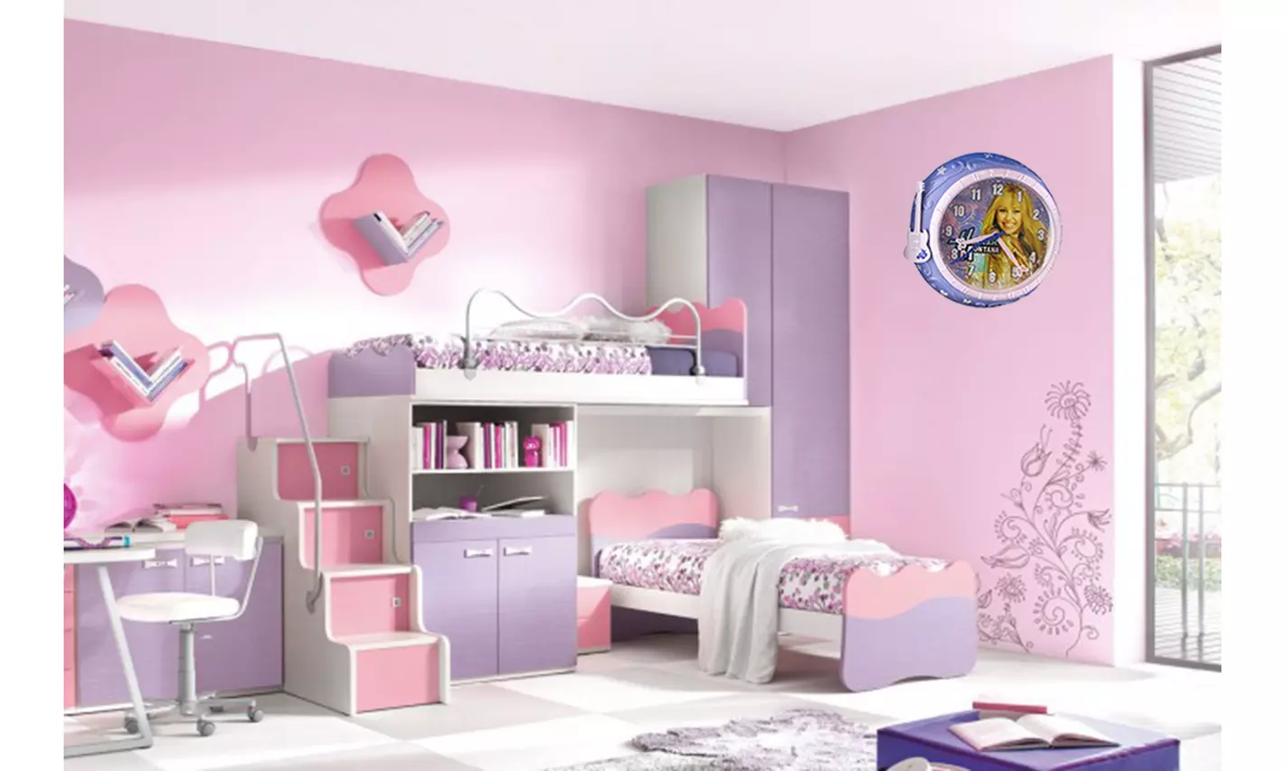 Ideal Disney Hannah Montana 8 Inch Purple Wall Clock For Kids Bedroom - Second Medium