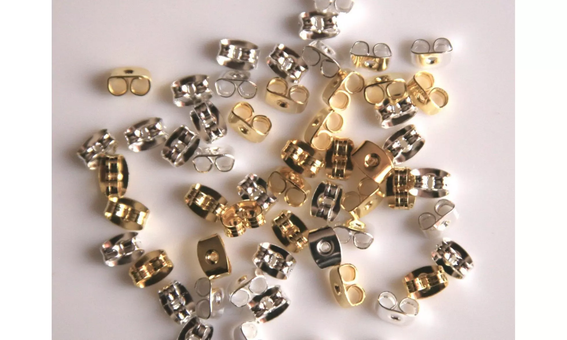 100-200 Pack Earring Back Butterfly Ear Nut Gold or Silver PLATED 5mmx3.5mm - Primary Image