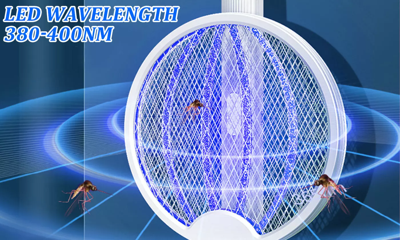 Rechargeable Foldable Electric Fly Swatter Racket Mosquito Trap Ultraviolet Lamp