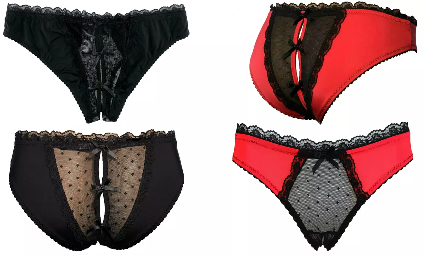 Open-Crotch Panties Sexy Lace Bikinis Crotchless Panties New Style E3-2 - Primary Image