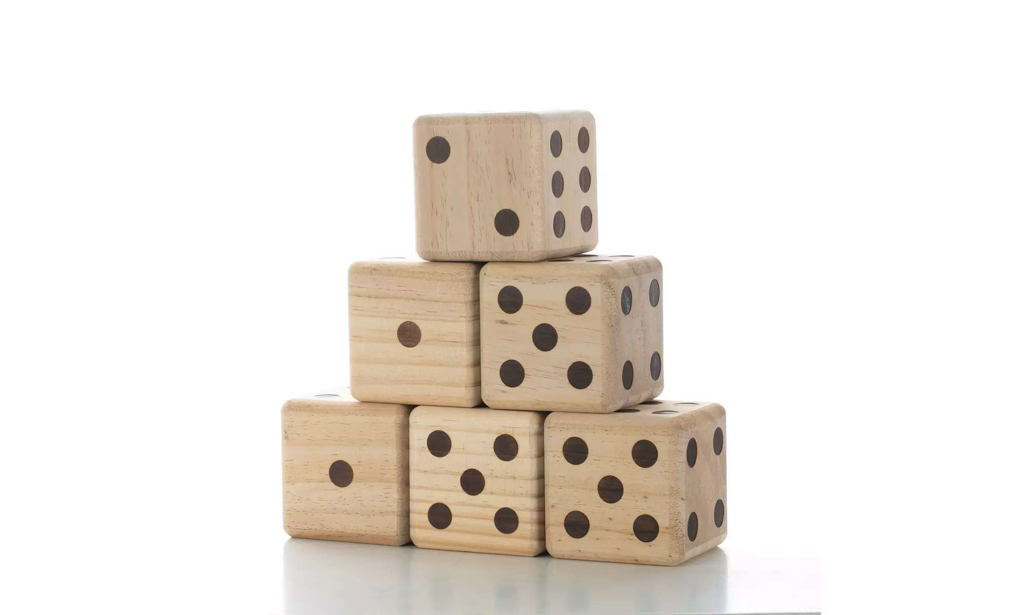 Zummy Giant Wooden Yard Dice - 6 Outdoor Dice with Carrying Case - Primary Image