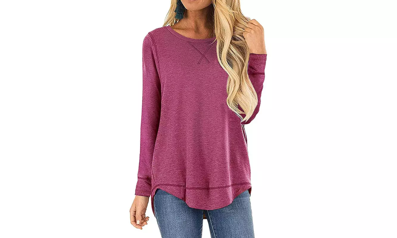 Women's Long Sleeve Tee S-3X  Loose Fit Cross Stitch by Haute Edition 