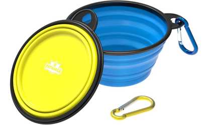 Collapsible Portable Silicone Food-and-Water Dog Bowl Set (2-Pack)