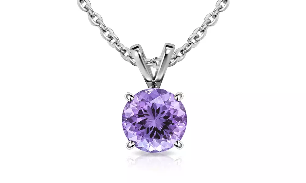 Sterling Silver Round-cut Gemstone Birthstone Necklaces With a Gift Box