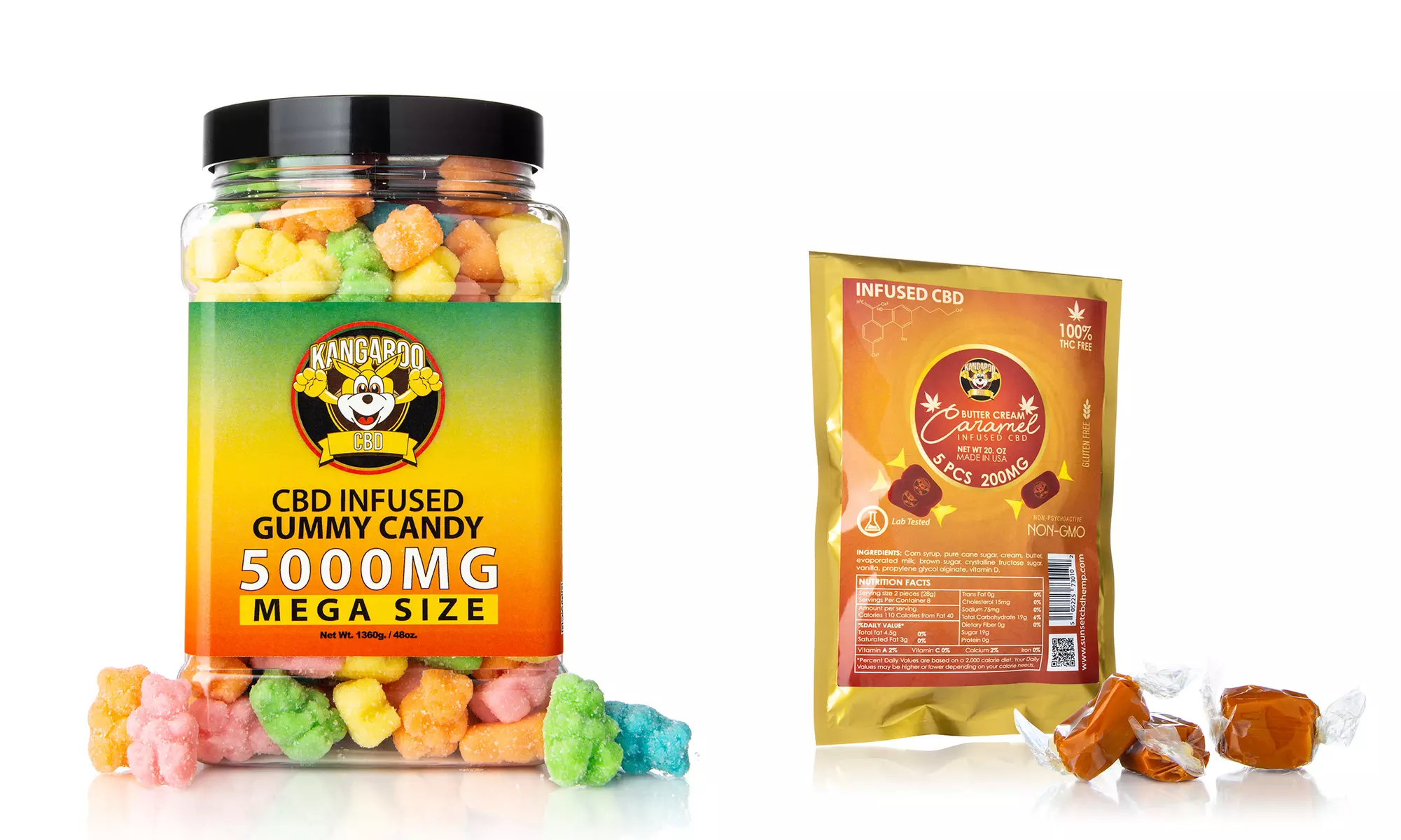 MEGA Size CBD Infused Gummy Jars from Kangaroo (2500MG or 5000MG)