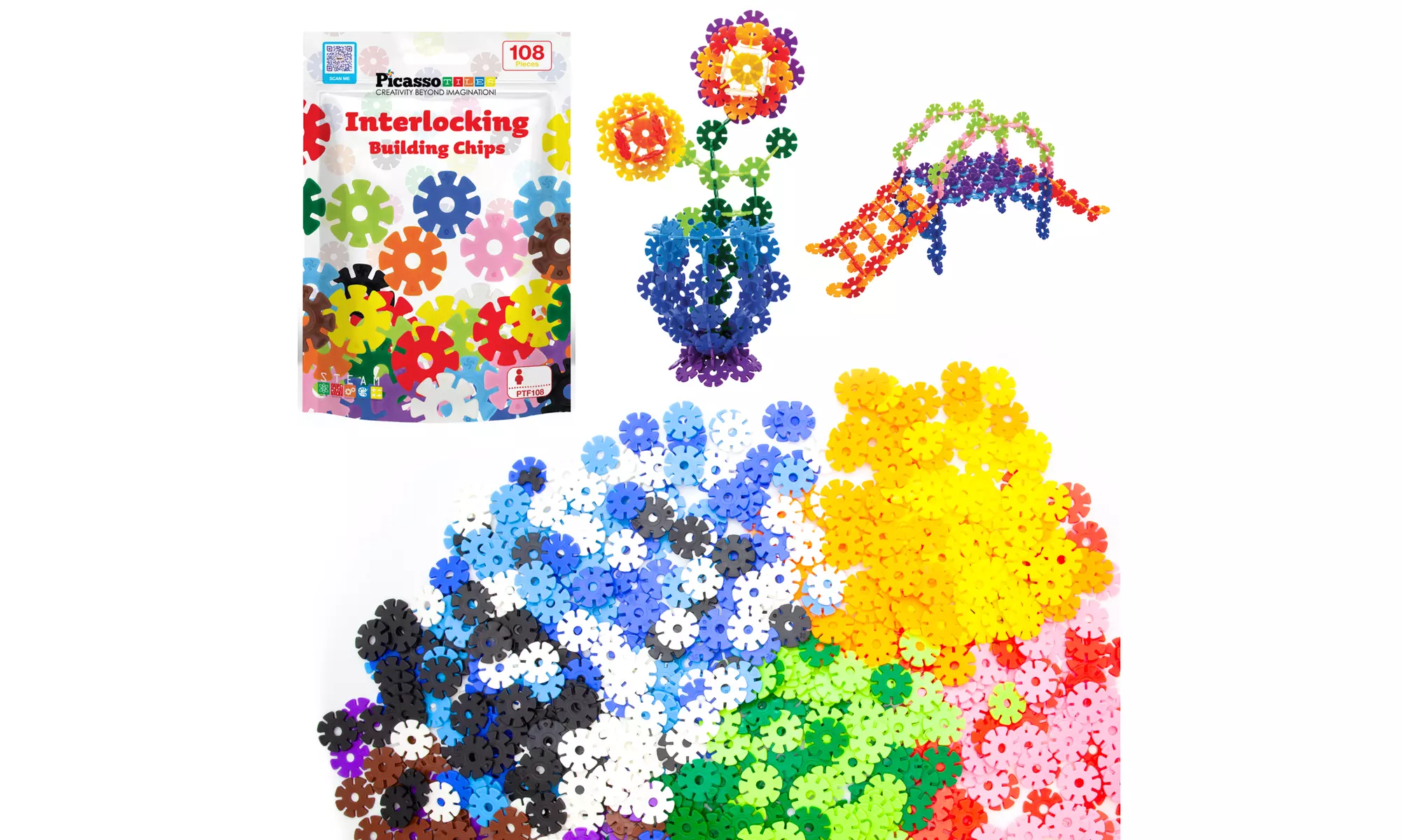 PicassoTiles Building Chips Interlocking Disc Construction Blocks - Primary Image