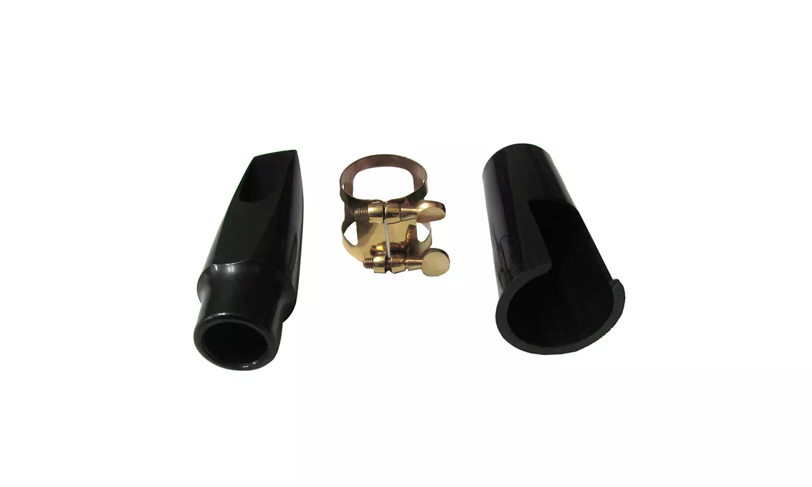 Alto Saxophone Mouthpiece Cap Ligature Black and Golden - Primary Image